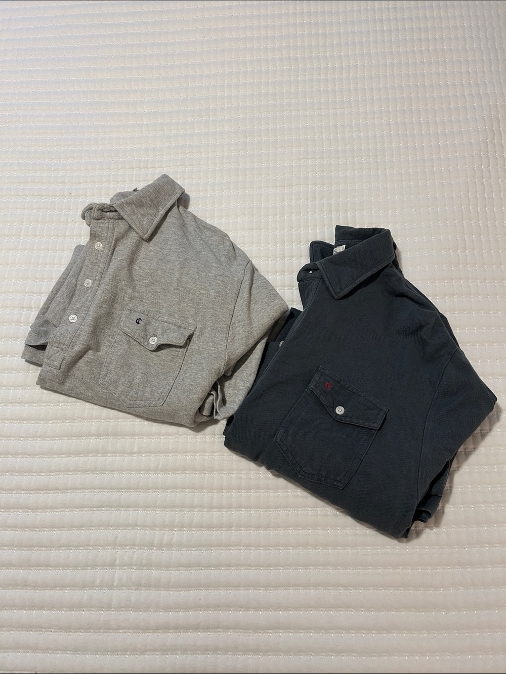 Bundle of 2 Criquet Men's Long-Sleeve Polo Shirt - Charcoal and Grey XXL